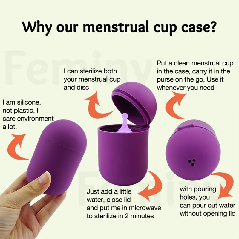 Silicone Case Sterilizer Bpa-Free Cleaner Container to Clean and Store Menstrual Cups Sterilizer