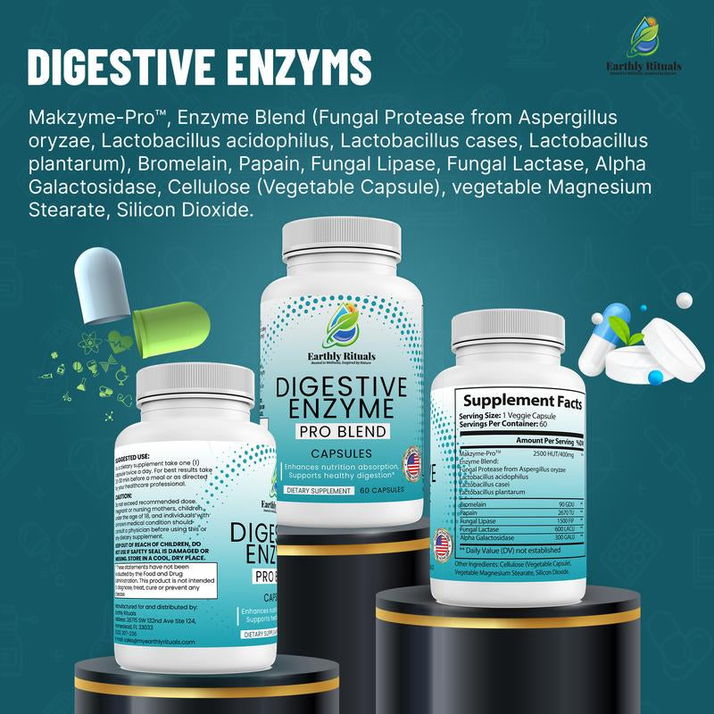 Digestive Enzyme Pro Blend - Enhance Nutrition Absorption + Supports Digestion Supplement Edible Capsule