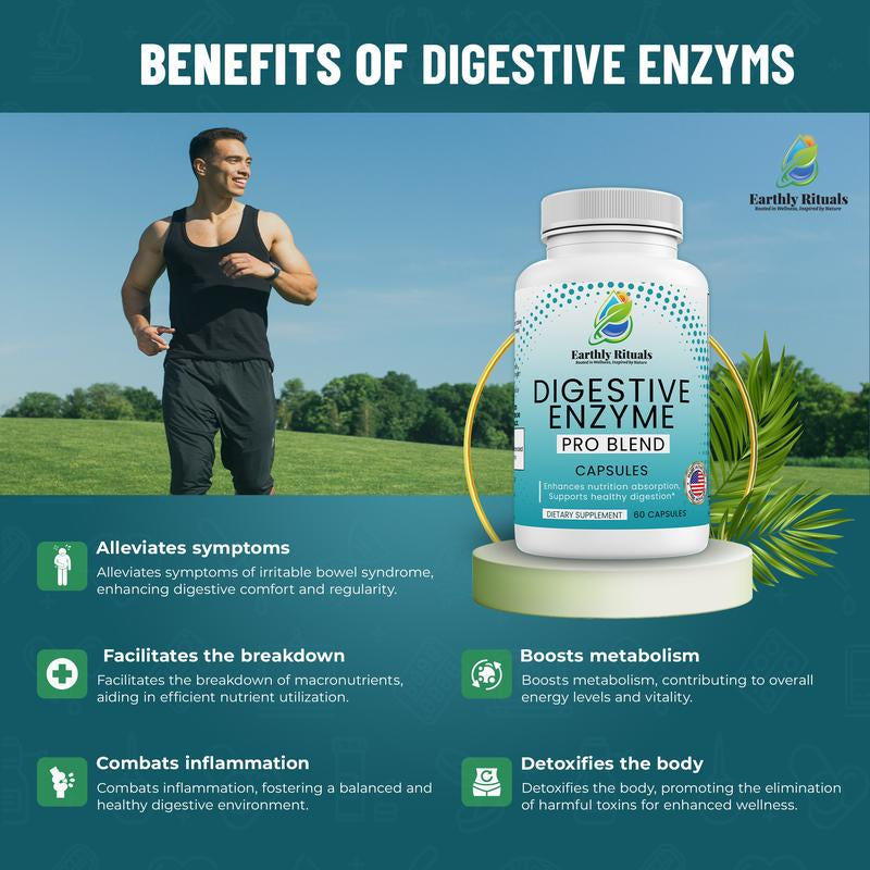 Digestive Enzyme Pro Blend - Enhance Nutrition Absorption + Supports Digestion Supplement Edible Capsule