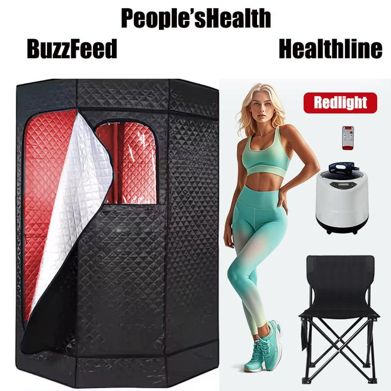 Redlight Sauna Box,Portable Sauna for Home Use Personal Steam Sauna with 3L Steamer, 9 Levels, Folding Chair,Sauna Tent Extra Large Size (31.5 * 31.5 * 71Inch)