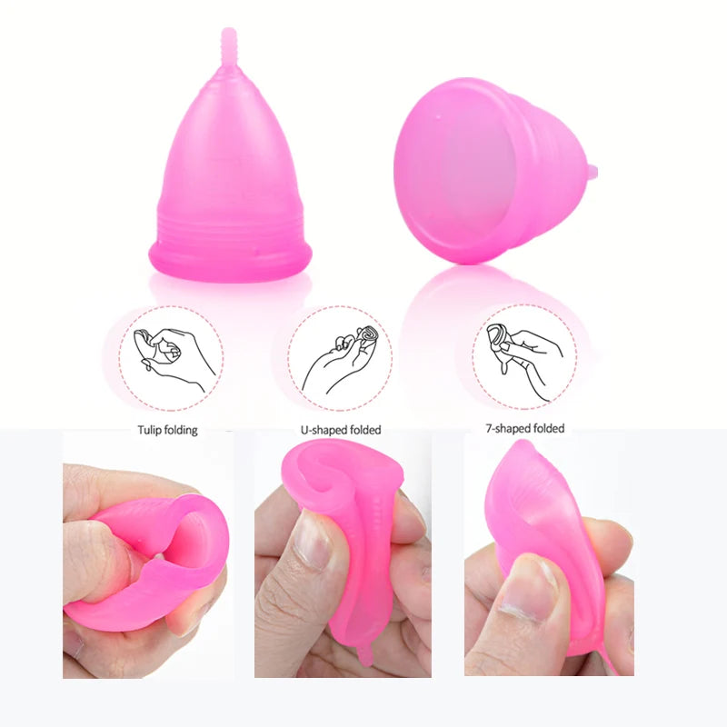Medical Silicone Menstrual Cup with Ring Women Certified Copa Menstrual Collector Reusable Vaginal Care Health Period Cup