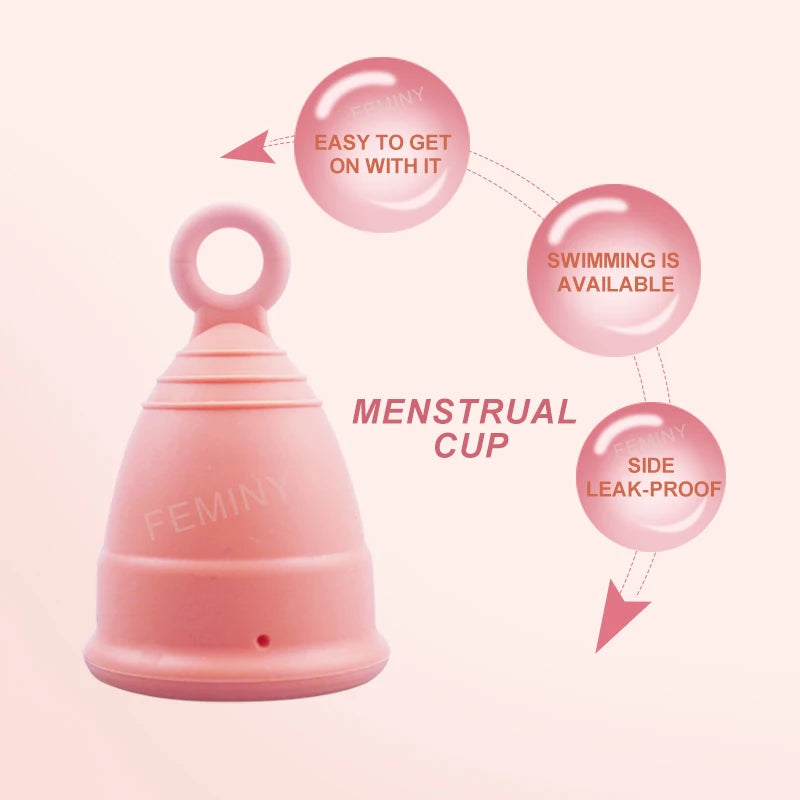 Medical Silicone Menstrual Cup with Ring Women Certified Copa Menstrual Collector Reusable Vaginal Care Health Period Cup