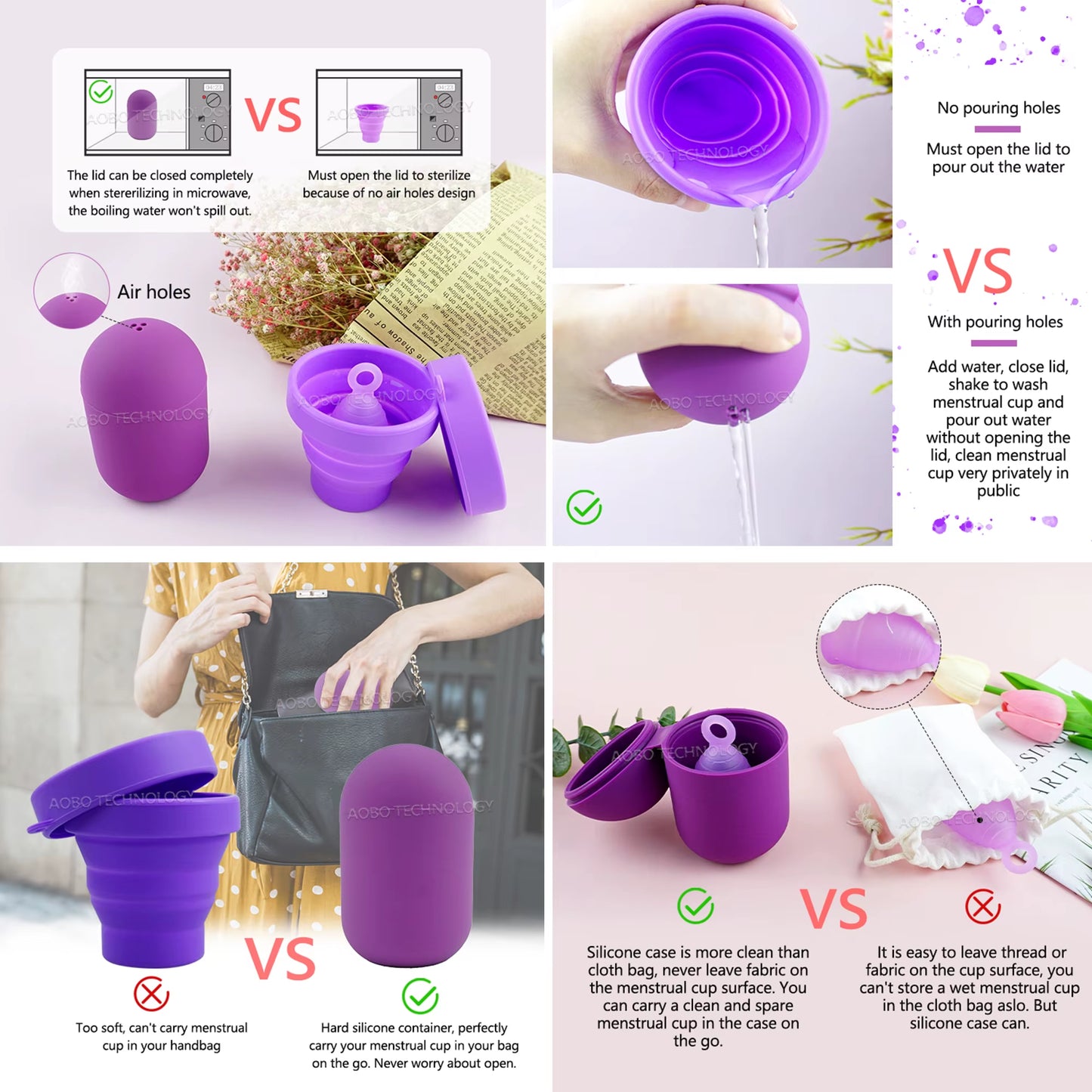 Silicone Case Sterilizer Bpa-Free Cleaner Container to Clean and Store Menstrual Cups Sterilizer