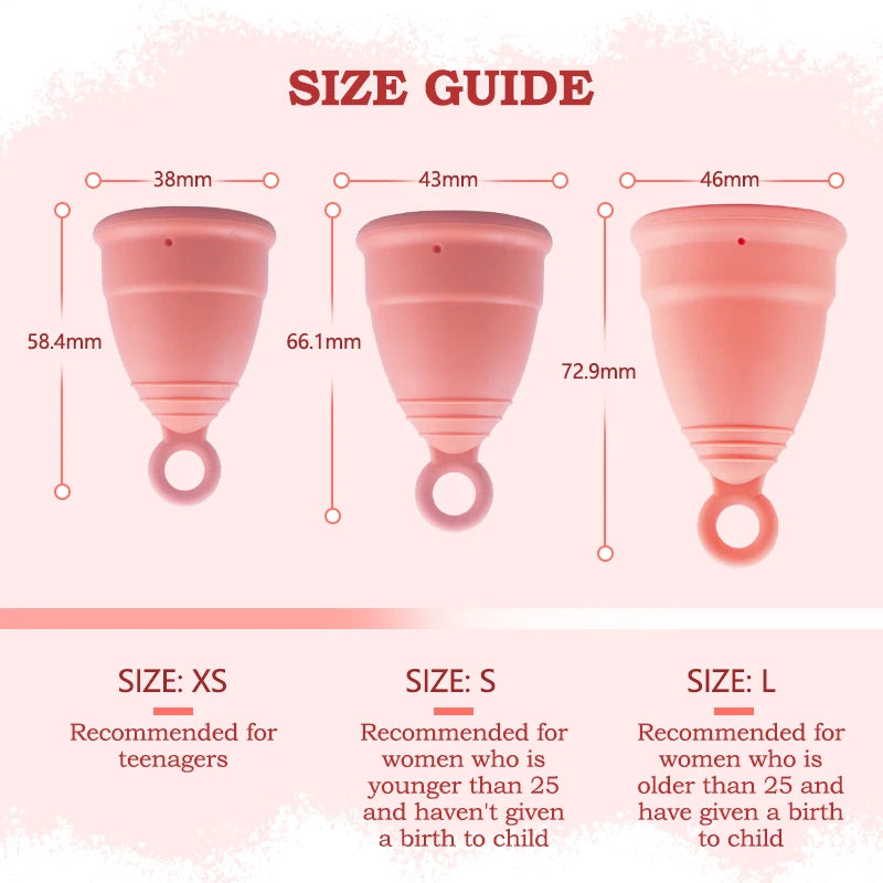 Medical Silicone Menstrual Cup with Ring Women Certified Copa Menstrual Collector Reusable Vaginal Care Health Period Cup