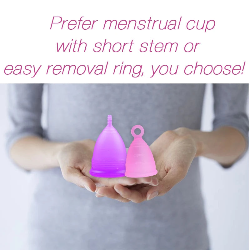 Medical Silicone Menstrual Cup with Ring Women Certified Copa Menstrual Collector Reusable Vaginal Care Health Period Cup