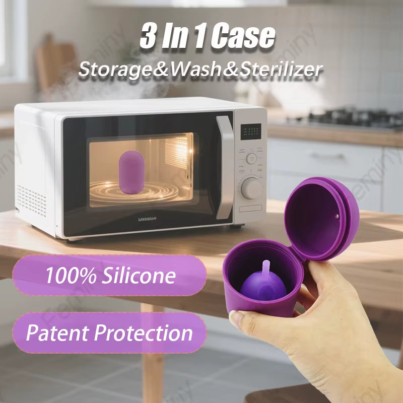 Silicone Case Sterilizer Bpa-Free Cleaner Container to Clean and Store Menstrual Cups Sterilizer