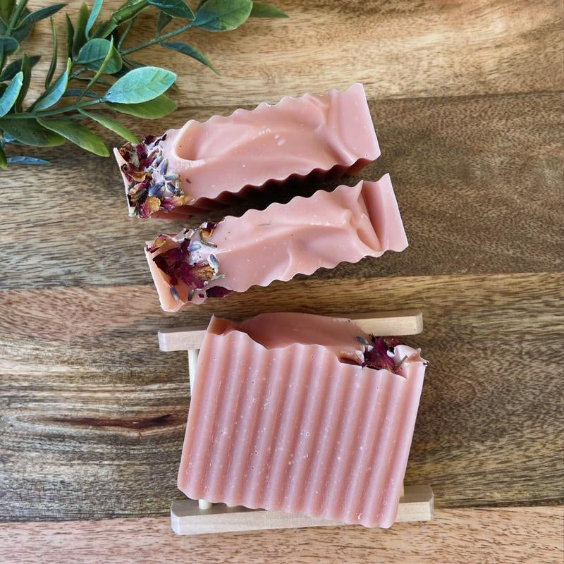 Rose Kaolin Clay Soap Bar - Vegan Soap, Handmade Soap, Homemade Soap, Natural Soap, Palm Free Soap, Cold Process Soap, Artisan Soap Body Care Moisturizing Avocado Glycerin