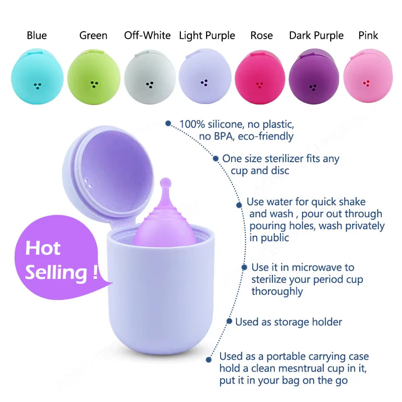 Silicone Case Sterilizer Bpa-Free Cleaner Container to Clean and Store Menstrual Cups Sterilizer