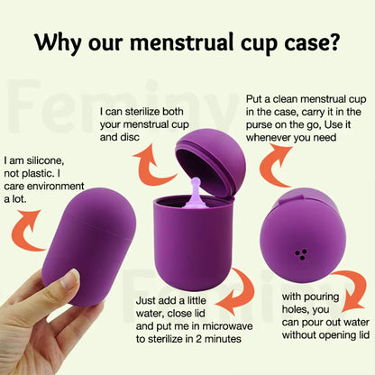 Silicone Case Sterilizer Bpa-Free Cleaner Container to Clean and Store Menstrual Cups Sterilizer