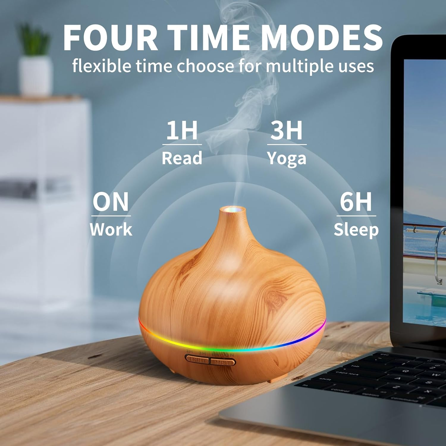 Aroma Diffuser for Essential Oils Large Room – Ultrasonic Aromatherapy Diffuser with 10 Essential Oils, Cool Mist Humidifier & Vaporizer for Home & Bedroom
