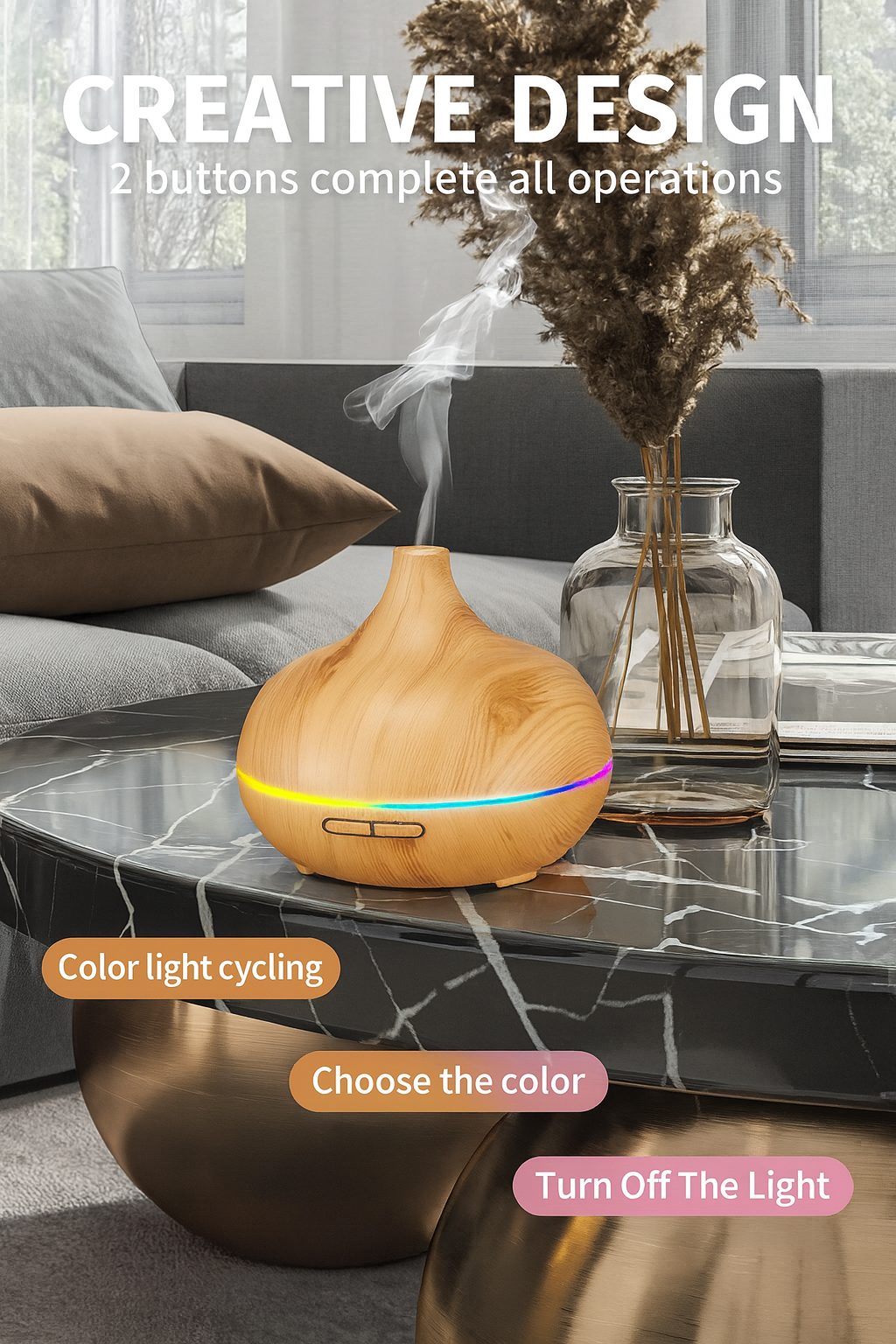 Aroma Diffuser for Essential Oils Large Room – Ultrasonic Aromatherapy Diffuser with 10 Essential Oils, Cool Mist Humidifier & Vaporizer for Home & Bedroom