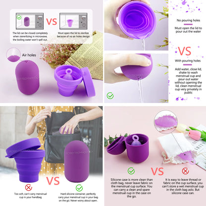 Silicone Case Sterilizer Bpa-Free Cleaner Container to Clean and Store Menstrual Cups Sterilizer