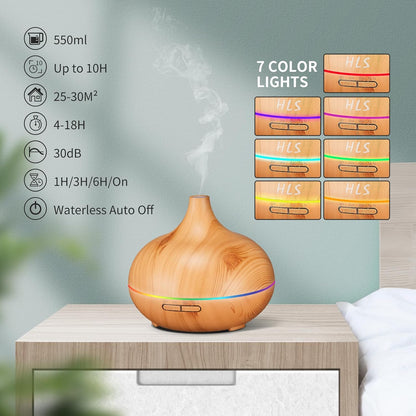 Aroma Diffuser for Essential Oils Large Room – Ultrasonic Aromatherapy Diffuser with 10 Essential Oils, Cool Mist Humidifier & Vaporizer for Home & Bedroom