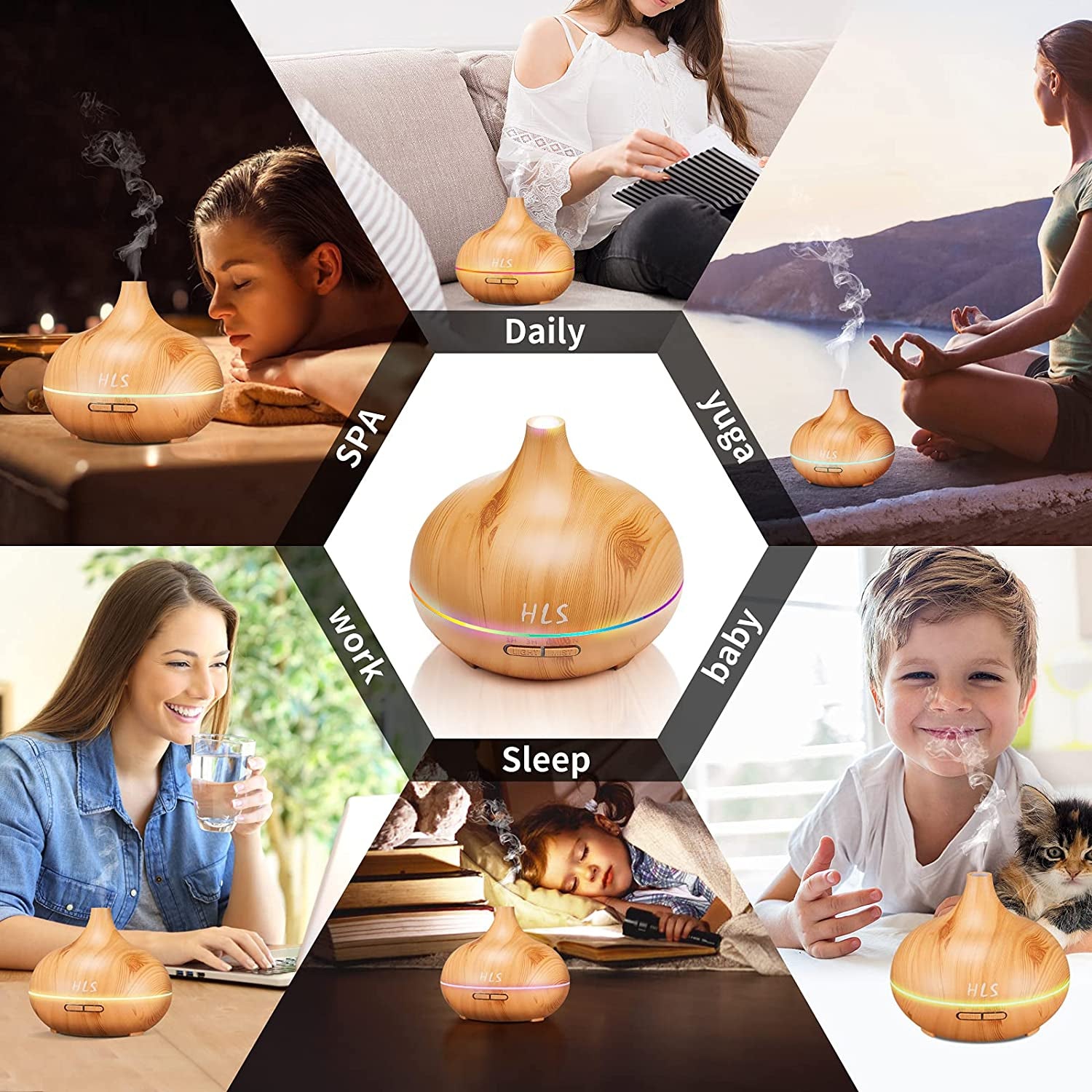 Aroma Diffuser for Essential Oils Large Room – Ultrasonic Aromatherapy Diffuser with 10 Essential Oils, Cool Mist Humidifier & Vaporizer for Home & Bedroom