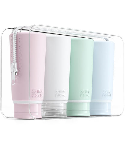 Travel Bottles for Toiletries Tsa Approved Travel Size Containers BPA Free Leak Proof Travel Tubes Refillable Liquid Travel Accessories for Cosmetic Shampoo and Lotion Soap for Travel, 4Pcs