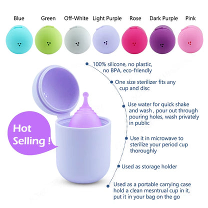 Silicone Case Sterilizer Bpa-Free Cleaner Container to Clean and Store Menstrual Cups Sterilizer