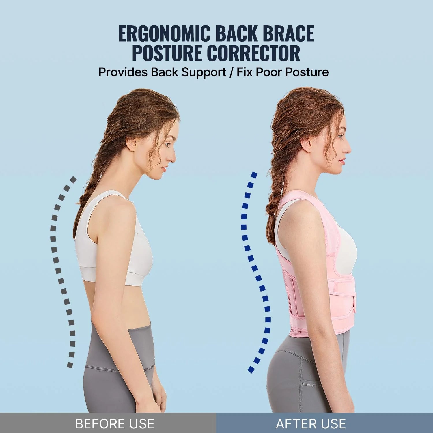 Back Brace Posture Corrector for Women, Back Straightener Posture Corrector, Scoliosis and Hunchback Correction, Back Pain, Spine Corrector, Support, Adjustable Posture Trainer,Pink Large