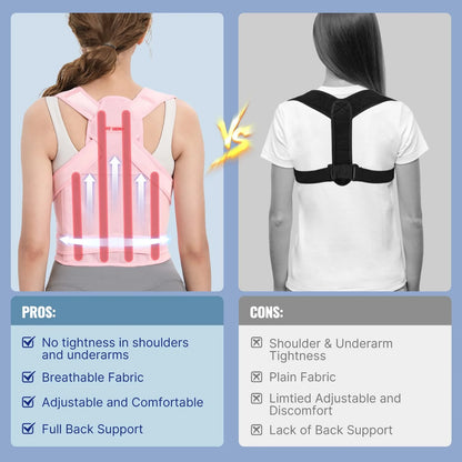 Back Brace Posture Corrector for Women, Back Straightener Posture Corrector, Scoliosis and Hunchback Correction, Back Pain, Spine Corrector, Support, Adjustable Posture Trainer,Pink Large