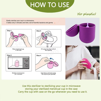 Silicone Case Sterilizer Bpa-Free Cleaner Container to Clean and Store Menstrual Cups Sterilizer