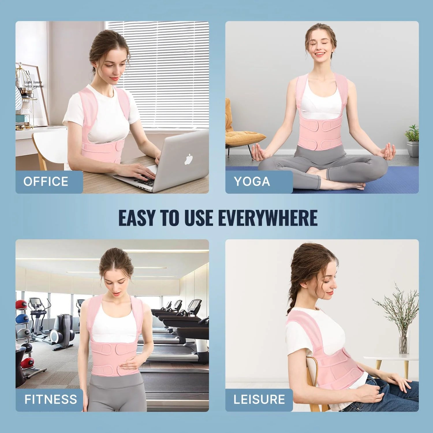 Back Brace Posture Corrector for Women, Back Straightener Posture Corrector, Scoliosis and Hunchback Correction, Back Pain, Spine Corrector, Support, Adjustable Posture Trainer,Pink Large