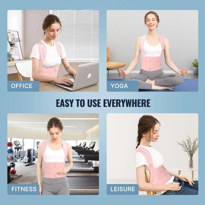 Back Brace Posture Corrector for Women, Back Straightener Posture Corrector, Scoliosis and Hunchback Correction, Back Pain, Spine Corrector, Support, Adjustable Posture Trainer,Pink Large