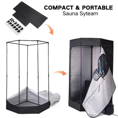 Redlight Sauna Box,Portable Sauna for Home Use Personal Steam Sauna with 3L Steamer, 9 Levels, Folding Chair，Sauna Tent Extra Large Size (31.5 * 31.5 * 71Inch)